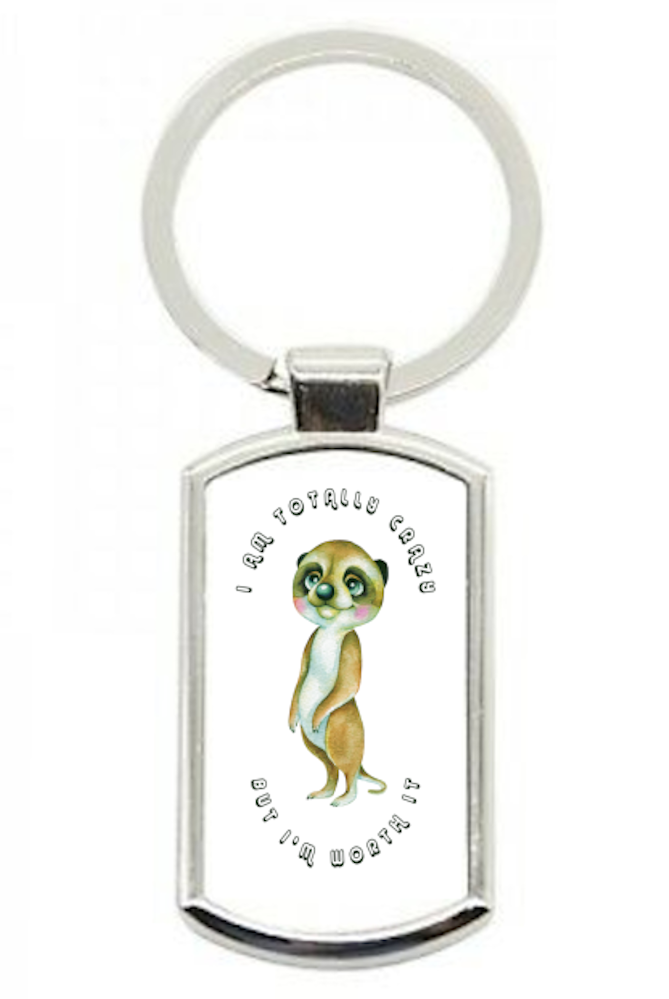 Meerkat Rectangle Metal Keyring - I am Totally Crazy, But ...